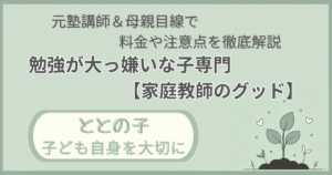 「元塾講師&母親の目線で料金や注意点を徹底解説:勉強が大っ嫌いな子専門【家庭教師のグッド】」記事の「ととの子:子ども自身を大切に」版アイキャッチ画像