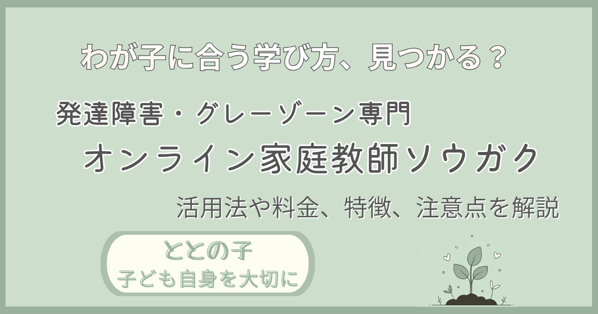 「発達障害・グレーゾーン専門オンライン家庭教師ソウガク」記事の「ととの子：子ども自身を大切に」版アイキャッチ画像